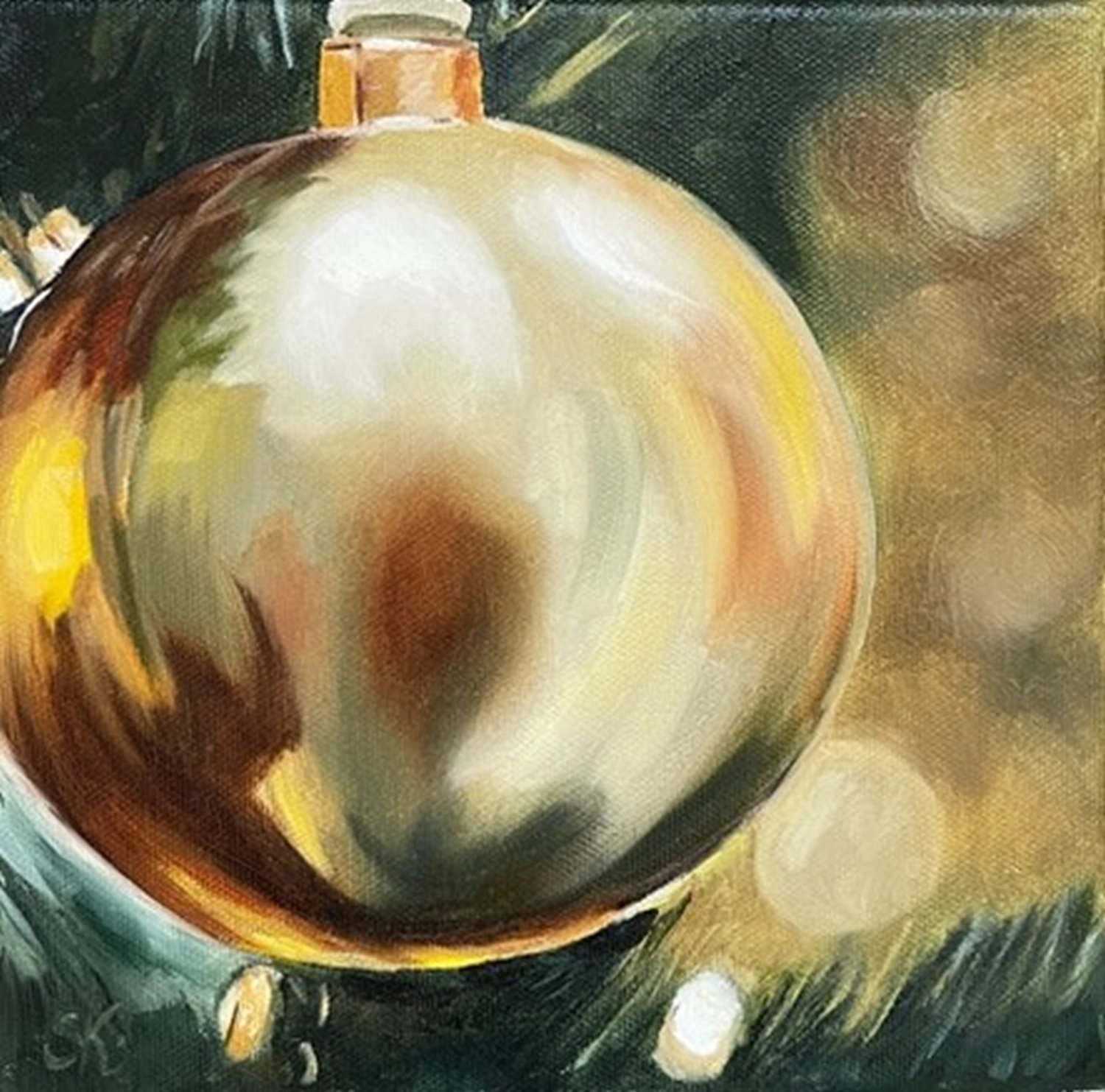 Weihnachtsbaumkugeln Ölgemälde von Sabine Kunze